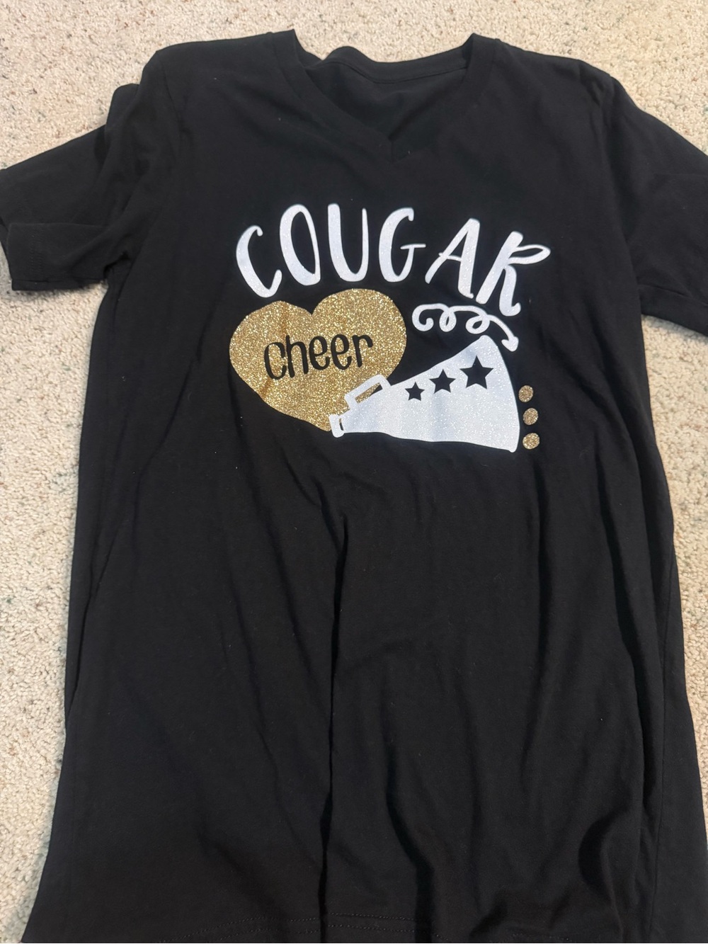Have a daughter named Aubrey? Cougar Cheer Black Short-Sleeve Tee. Size medium